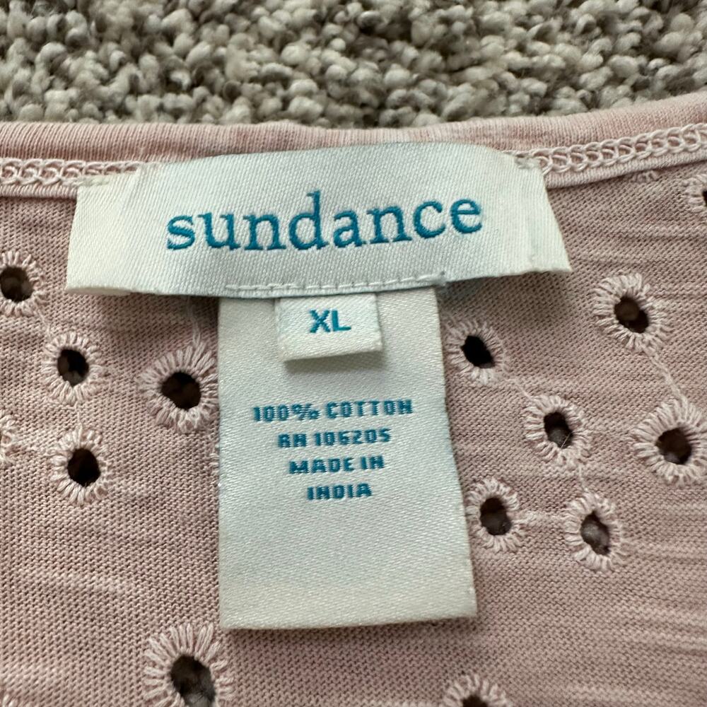 Sundance light pink cotton eyelet short sleeve top size XL - Picture 9 of 13